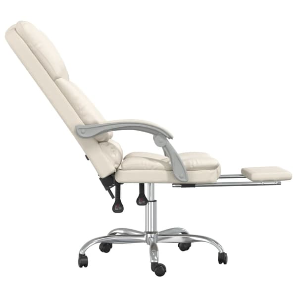 vidaXL Kontorsstol med massage gräddvit konstläder Kräm