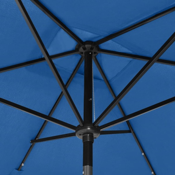 vidaXL Trädgårdsparasoll med LEDs och stålstång azurblå 2x3 m Blå