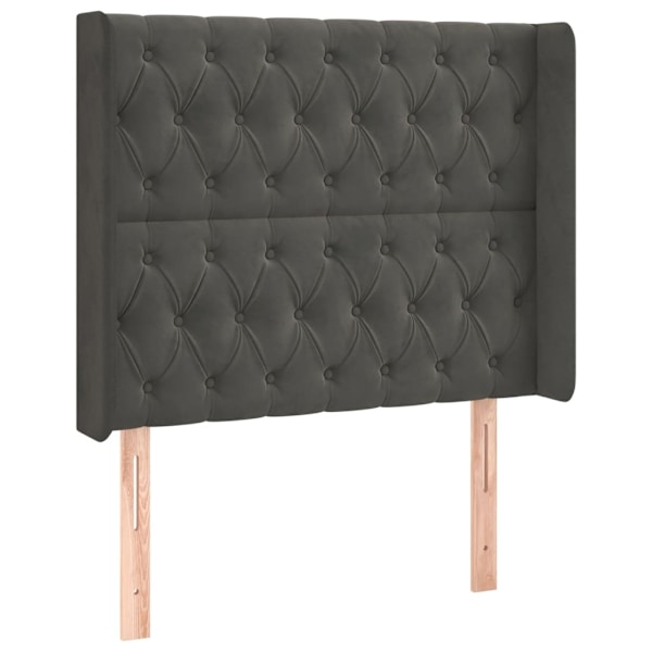 vidaXL Ramsäng med madrass & LED mörkgrå 90x200 cm sammet Grå