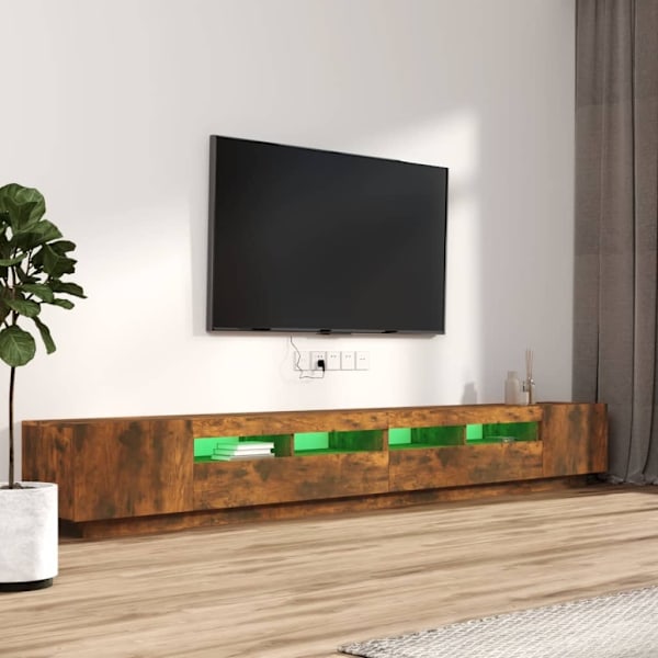vidaXL TV-skåp 3 delar med LED rökfärgad ek konstruerat trä Brun