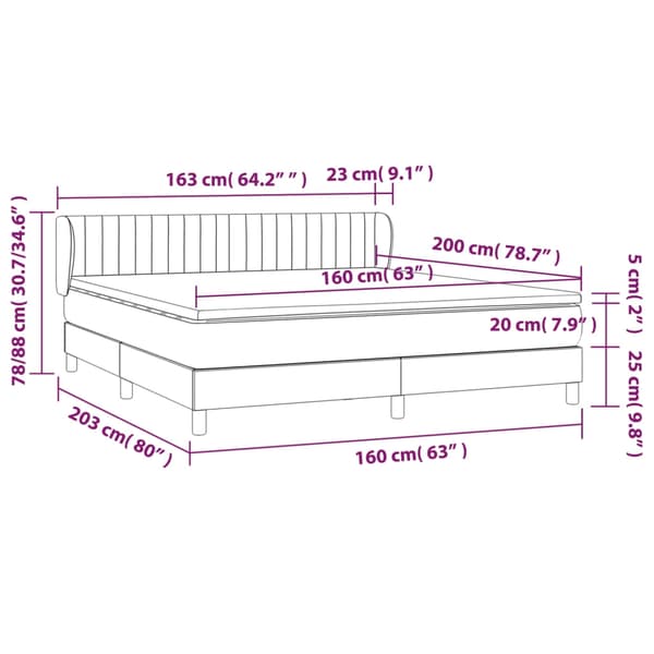 vidaXL Ramsäng med madrass ljusgrå 160x200 cm tyg Grå
