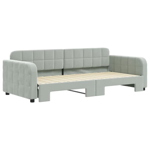 vidaXL Dagbädd utdragbar ljusgrå 90x200 cm sammet Grå