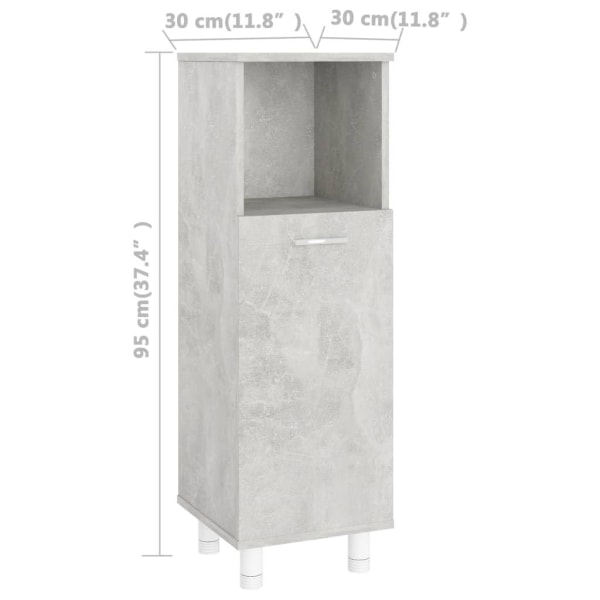 vidaXL Badrumsskåp betonggrå 30x30x95 cm konstruerat trä grå