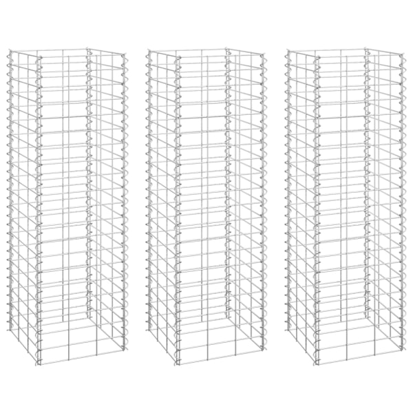 vidaXL Gabioner 3 st 30x30x100 cm järn Silver