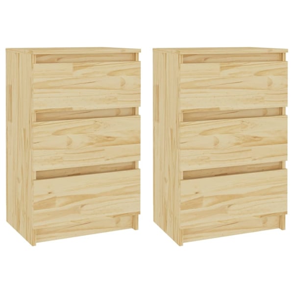 vidaXL Sängbord 2 st 40x29,5x64 cm massiv furu Brun