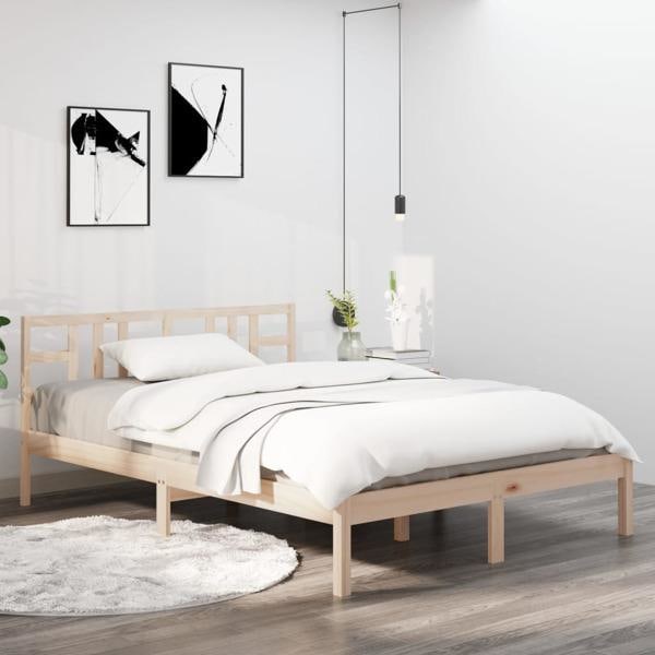 vidaXL Sängram massivt trä 200x200 cm Brun