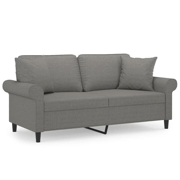 vidaXL 2-sitssoffa med kuddar och delar mörkgrå 140 cm tyg Grå