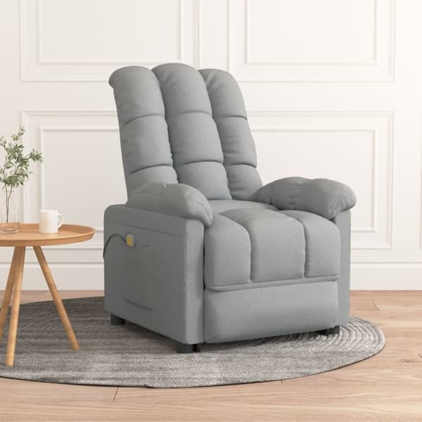 vidaXL Massagefåtölj ljusgrå tyg grå