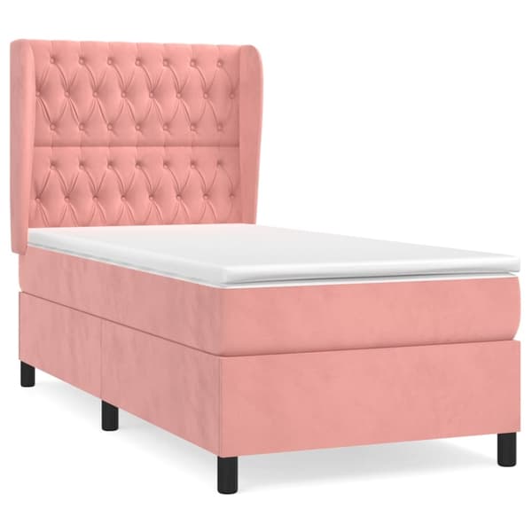vidaXL Ramsäng med madrass rosa 80x200 cm sammet Rosa