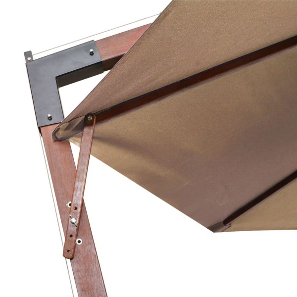 vidaXL Hängande parasoll med stolpe taupe 3,5x2,9 massivt granträ Taupe