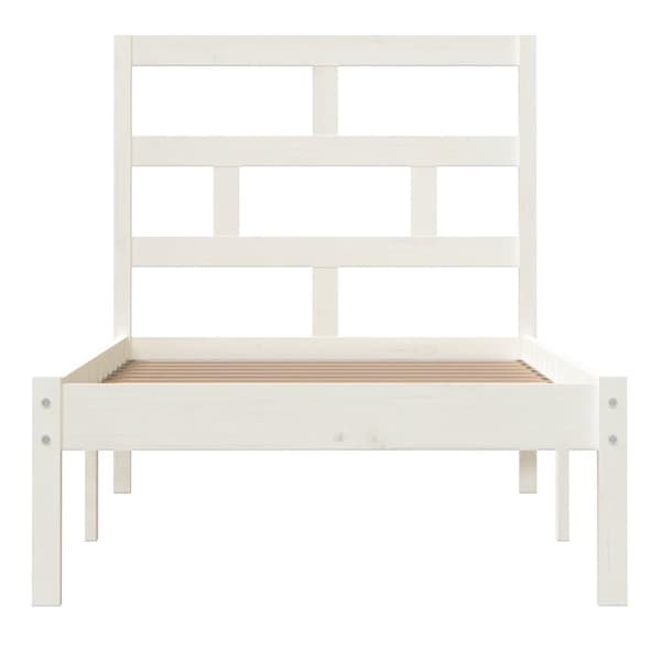 vidaXL Sängram massivt trä 75x190 cm vit Vit