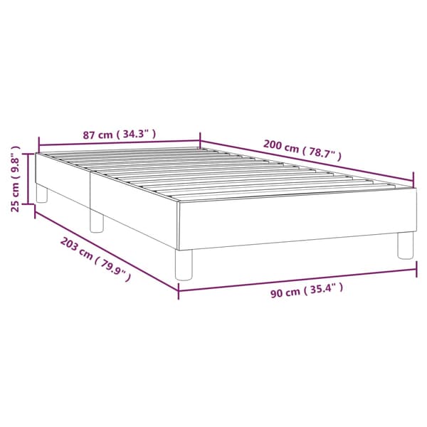 vidaXL Sängram utan madrass ljusgrå 90x200 cm sammet Grå