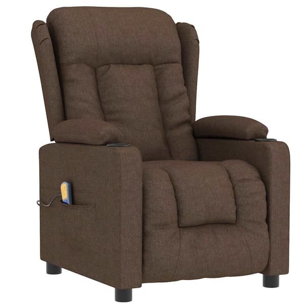 vidaXL Massagefåtölj brun tyg Brun