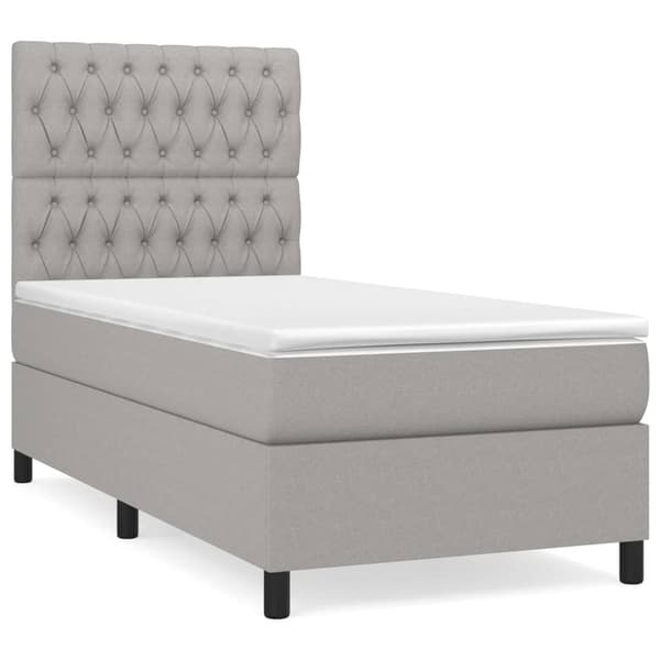 vidaXL Ramsäng med madrass ljusgrå 100x200 cm tyg Grå