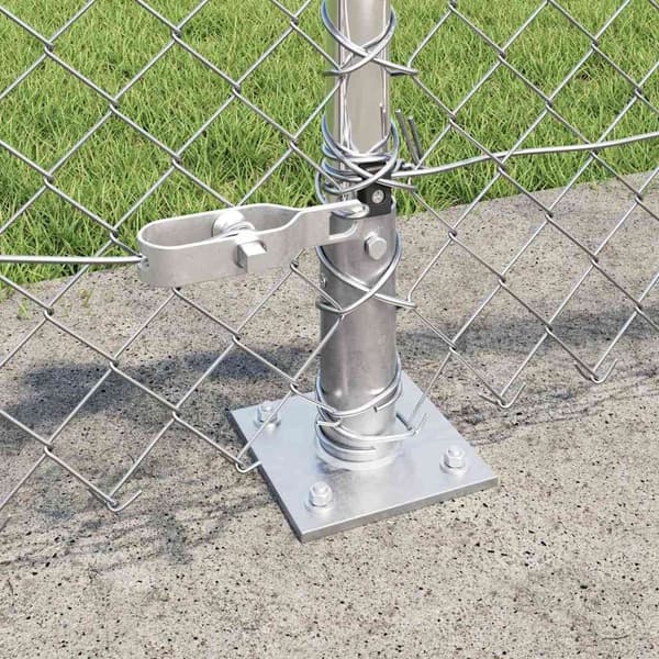 vidaXL Länkfence med betongbas 25 x 0,6 m Galvaniserat stål Silver Silver
