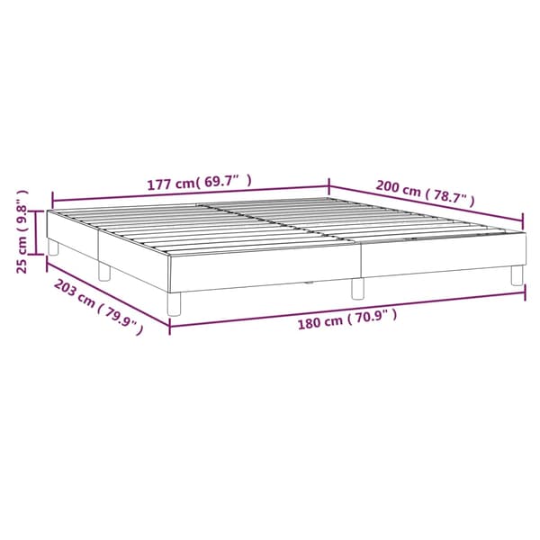 vidaXL Sängram utan madrass ljusgrå 180x200 cm sammet Grå