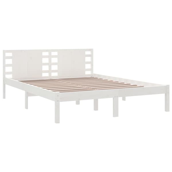 vidaXL Sängram vit massivt trä 150x200 cm Vit