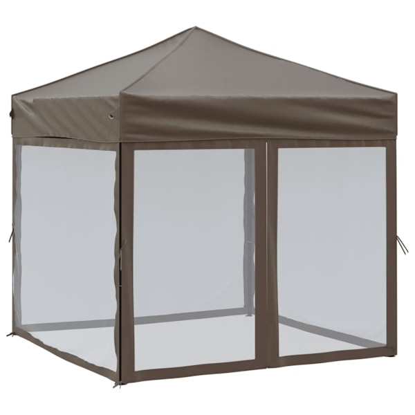 vidaXL Hopfällbart partytält med sidoväggar taupe 2x2 m Taupe