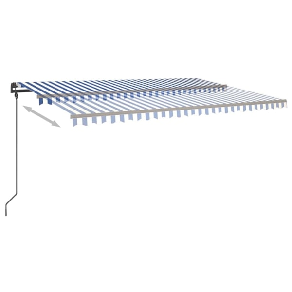 vidaXL Markis med LED manuellt infällbar 6x3,5 m blå och vit Blå