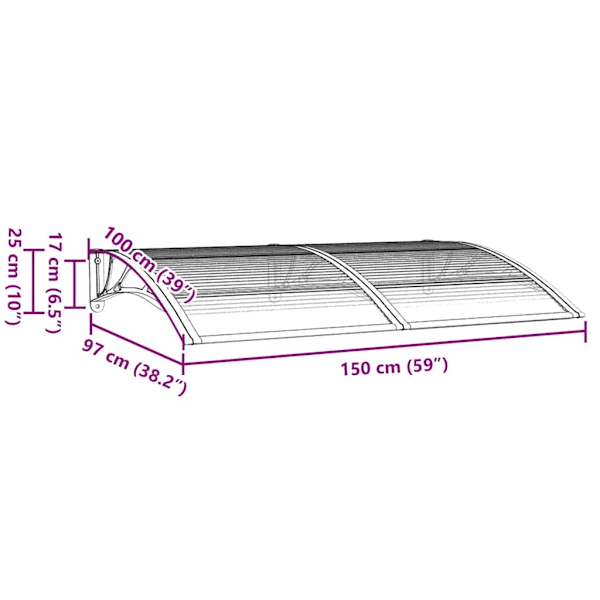 vidaXL Entrétak grå 150x100 cm polykarbonat Grå