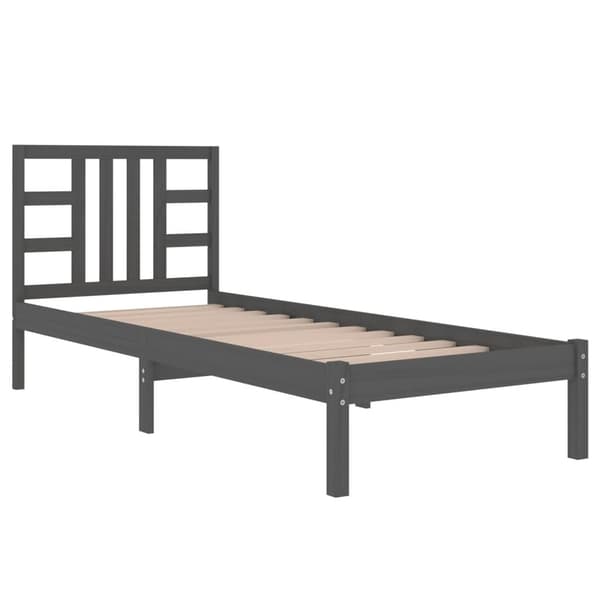 vidaXL Sängram grå massivt trä 100x200 cm Grå