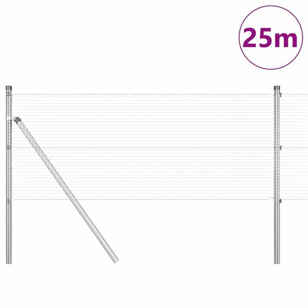 vidaXL Svetsat trådgaller markfäste 25 x 0,5 m Galvaniserat stål Mesh Silver
