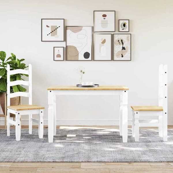 vidaXL Matgrupp 3 delar PANAMA vit massiv trä furu Vit