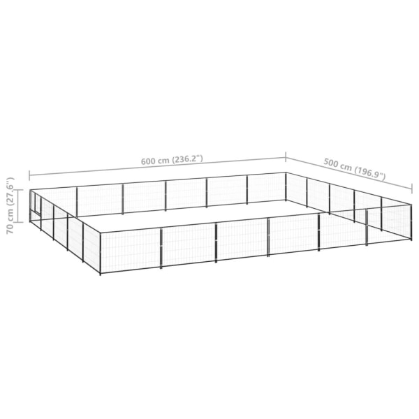 vidaXL Hundgård svart 30 m² stål Svart