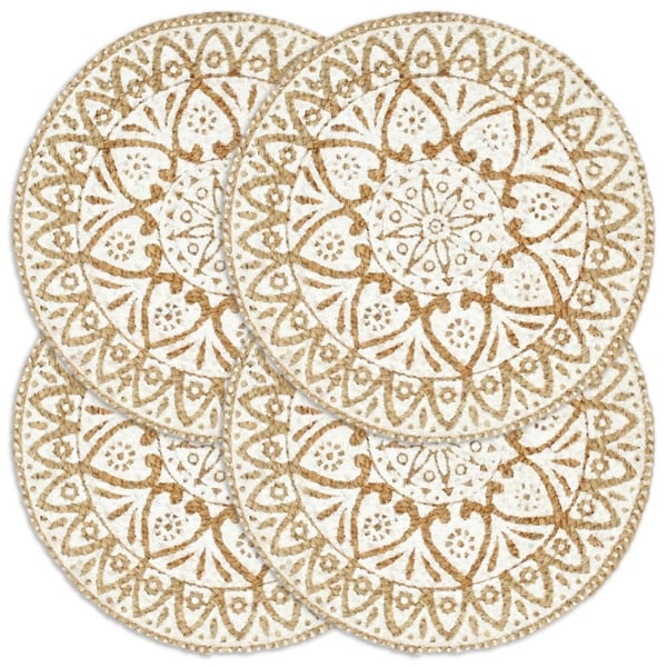 vidaXL Bordstabletter 4 st vit 38 cm rund jute Vit