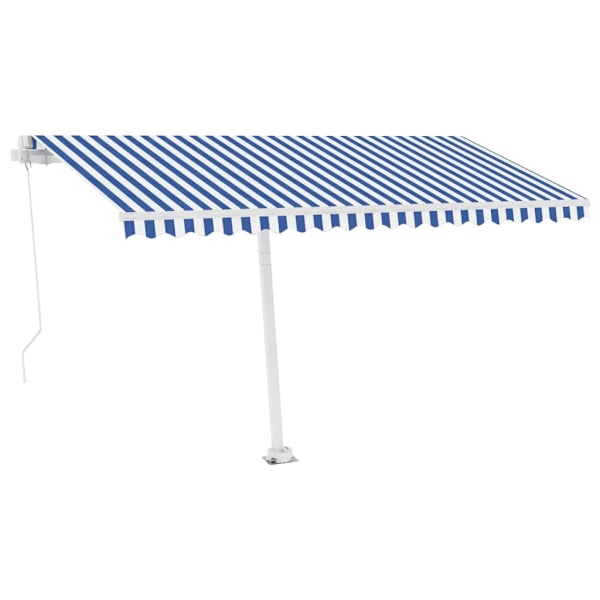 vidaXL Fristående markis manuellt infällbar 450x350 cm blå/vit Blå