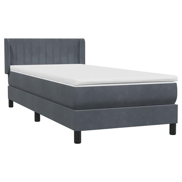 vidaXL Ramsäng med madrass mörkgrå 80x220 cm sammet Grå