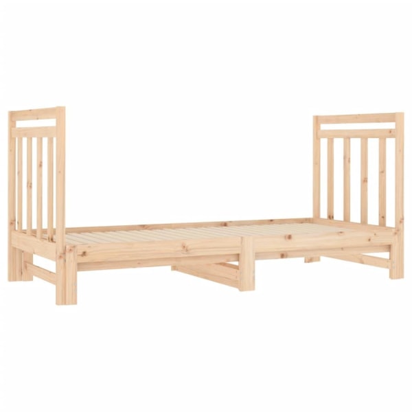 vidaXL Utdragbar dagbädd 2x(90x190) cm massiv furu Brun