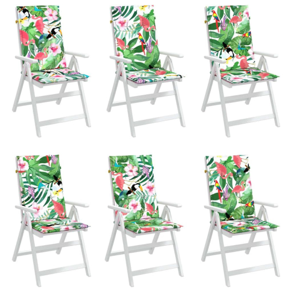 vidaXL Stolsdynor för stolar med hög rygg 6 st flerfärgad tyg Flerfärgsdesign