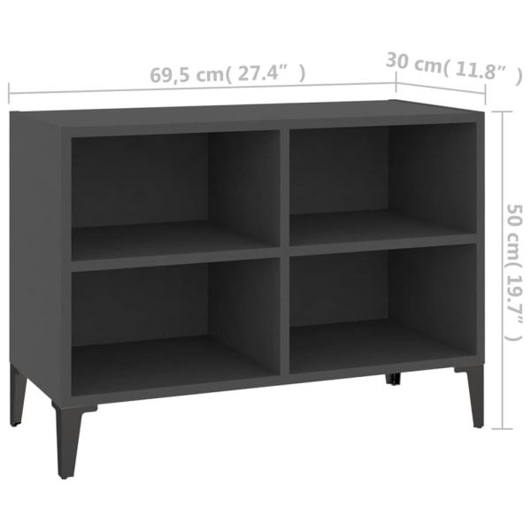 vidaXL TV-bänk med metallben grå 69,5x30x50 cm grå
