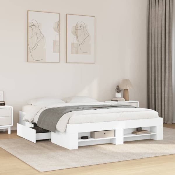 vidaXL Sängram vit 150x200 cm konstruerat trä Vit