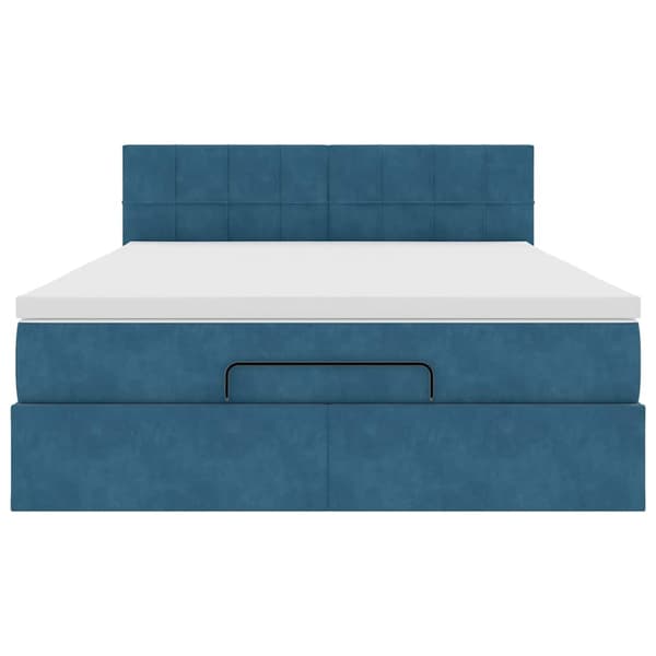 vidaXL Ottoman sängram med madrass mörkblå 140x200 cm sammet Blå