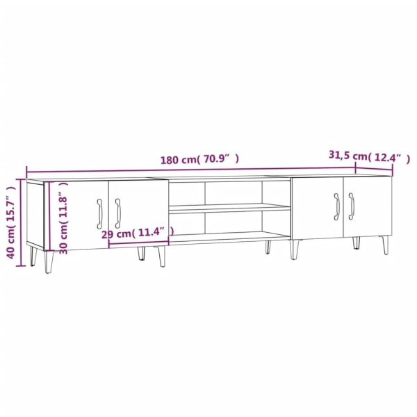 vidaXL Tv-bänk brun ek 180x31,5x40 cm konstruerat trä Brun