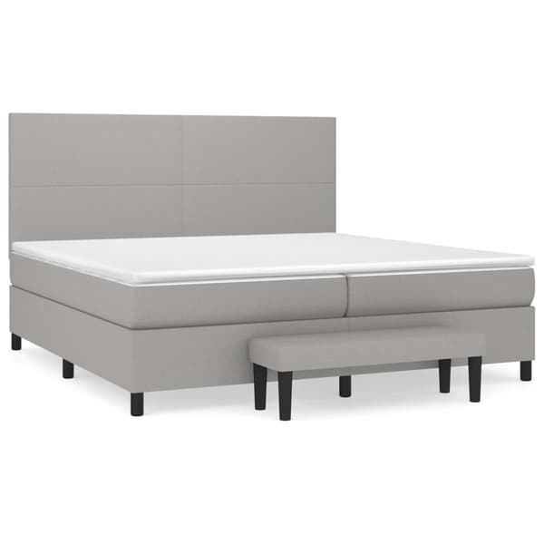 vidaXL Ramsäng med madrass ljusgrå 200x200 cm tyg Grå