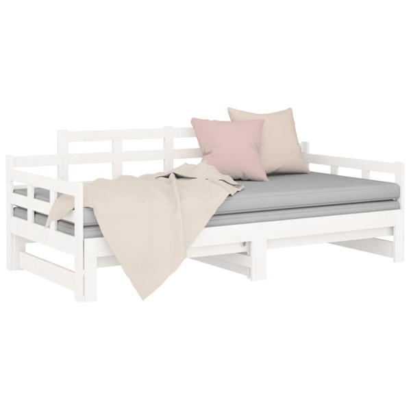 vidaXL Dagbädd utdragbar vit massiv furu 2x(90x200) cm Vit