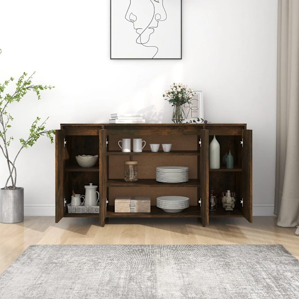 vidaXL Skänk rökfärgad ek 135x41x75 cm konstruerat trä Brun