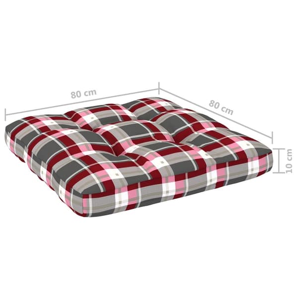 vidaXL Palldyna rödrutig 80x80x12 cm tyg multifärg