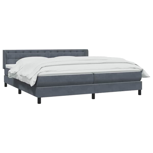 vidaXL Resårsäng med madrass mörkgrå 180x220 cm sammet Grå