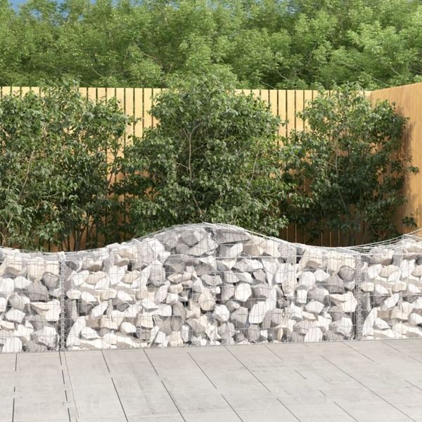 vidaXL Gabion bågformad 200x50x60/80 cm galvaniserat järn Silver