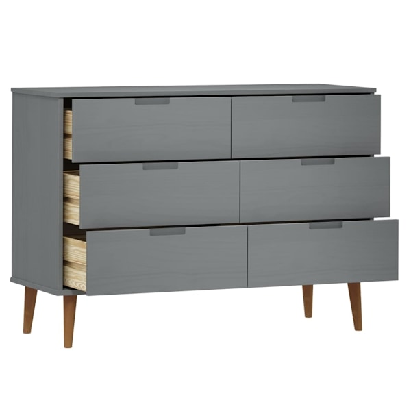 vidaXL Byrå grå 113x40x80 cm massivt furuträ Grå