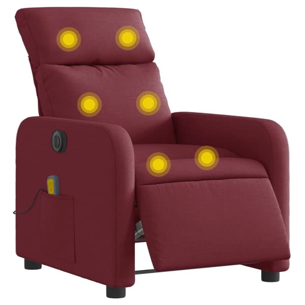 vidaXL Elektrisk massagefåtölj vinröd tyg Röd