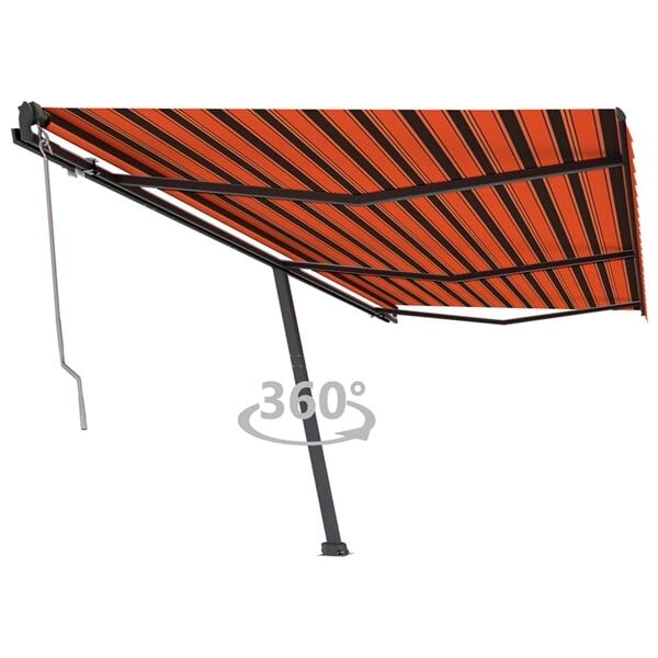 vidaXL Fristående automatisk markis 600x350 cm orange/brun Flerfärgsdesign