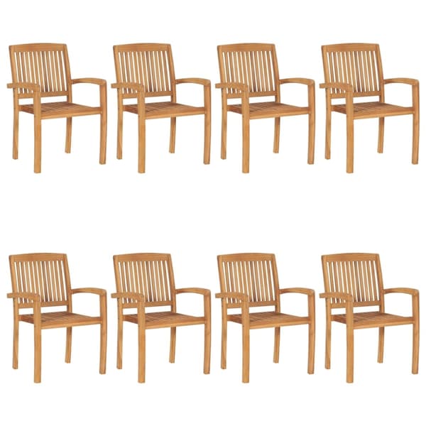 vidaXL Stapelbara trädgårdsstolar med dynor 8 st massiv teak Grön