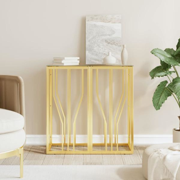 vidaXL Avlastningsbord guld 70x30x70 cm rostfritt stål och glas Guld