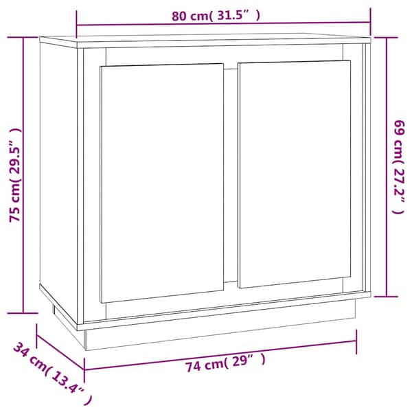 vidaXL Skänk sonoma-ek 80x34x75 cm konstruerat trä Brun