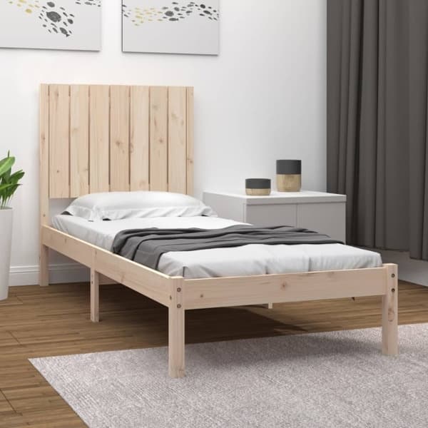 vidaXL Sängram massivt trä 75x190 cm Brun